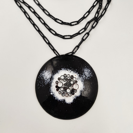 Eira Ikonen | Large Enameled Copper Pendant | Finnish Vintage Necklace