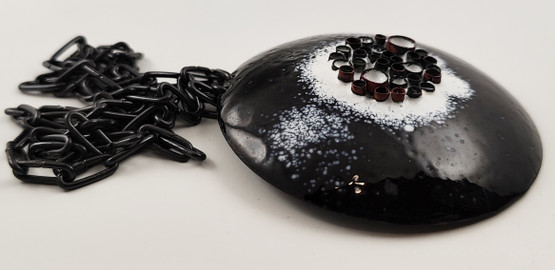 Eira Ikonen | Large Enameled Copper Pendant | Finnish Vintage Necklace