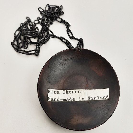 Eira Ikonen | Large Enameled Copper Pendant | Finnish Vintage Necklace