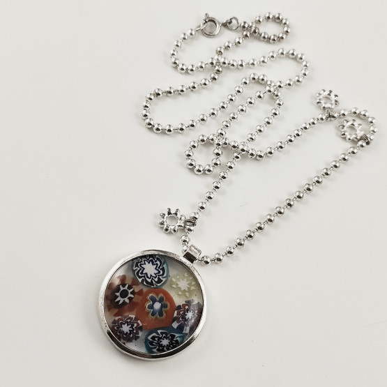 Kalevala koru | (iso) MILLEFIORI kaulakoru | hopeaa 