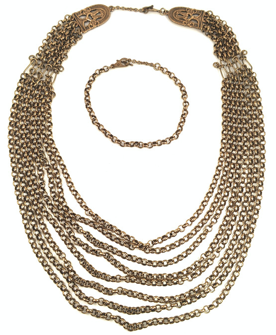 KK / Kalevala Koru |  Hämäläisemännän  juhlakääty | Kaulakoru + jatkopala/rannekoru | Pronssia