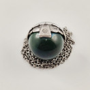 Kalevala Koru | (iso) Tintti -riipus | tummanvihreä kivi | kaulakoru Hopeaa-97