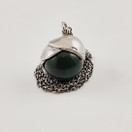 Kalevala Koru | (iso) Tintti -riipus | tummanvihreä kivi | kaulakoru Hopeaa-97