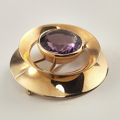 Kupittaan Kulta oy | Elis Kauppi | Ametisti SOLKI | Rintakoru 14k Kultaa | -64