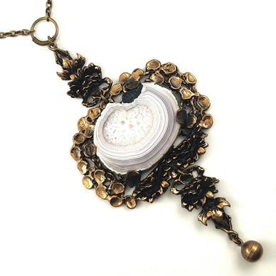 Turun Hopea oy | Pentti Sarpaneva | ( todella iso) Akaatti Riipus | kaulakoru  | Pronssia