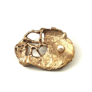 Finnish Vintage BROOCH with pearl | Bronze
