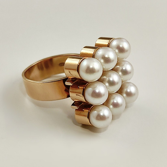 Kupittaan kulta oy, Finland | Elis Kauppi | Gorgeous Pearl RING | 14k Gold -68
