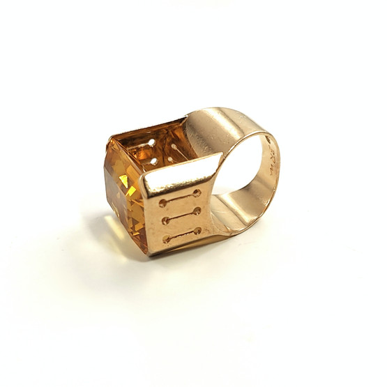 VR / Lapponia |  Björn Weckström | Cocktail Ring | UNIQUE citrine RING | 750 Gold -60