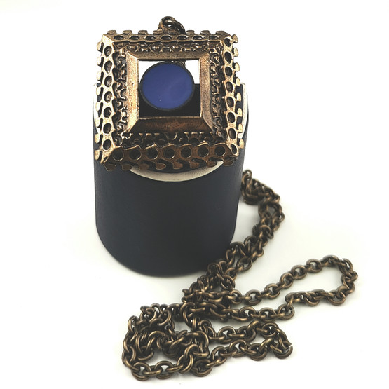Kalevala Jewelry | Pentti Sarpaneva | blue enamel pendant | Necklace | Bronze