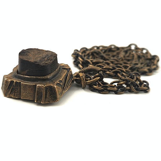 Turun Hopea oy | Pentti Sarpaneva | ´Kelo´ -Pendant | Tiger eye- necklace |  Bronze