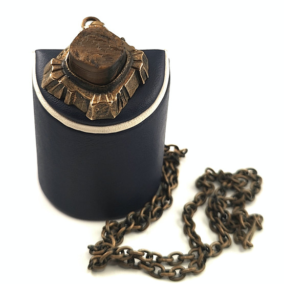 Turun Hopea oy | Pentti Sarpaneva | ´Kelo´ -Pendant | Tiger eye- necklace |  Bronze