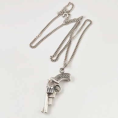 Revolveri RIIPUS panssariketjulla | Kaulakoru | 925 Hopeaa