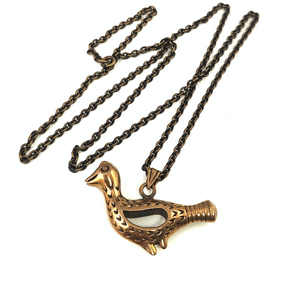Vintage jewelry | BIRD Pendant | Necklace | Bronze