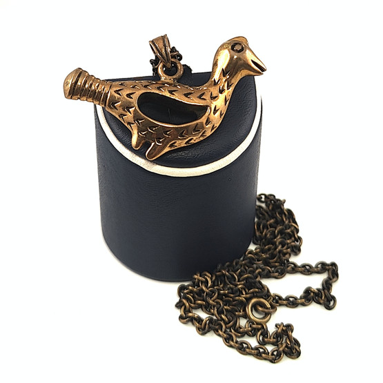 Vintage jewelry | BIRD Pendant | Necklace | Bronze