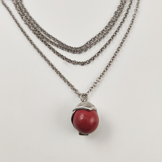 Kalevala Jewelry | (small)  'BIRD' -Necklace | green ceramic stone | Sterling 