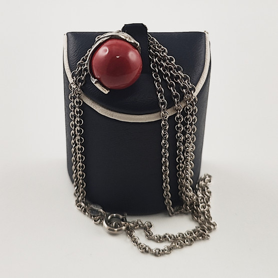 Kalevala Jewelry | (small)  'BIRD' -Necklace | green ceramic stone | Sterling 