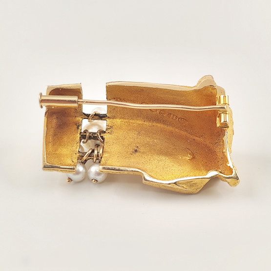 Lapponia | Björn Weckström | Valkea Terttu -Solki | Rintakoru Helmillä | 14k Kultaa -68