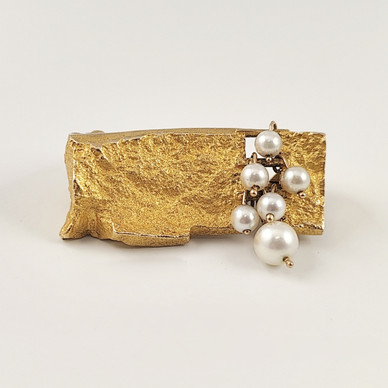 Lapponia | Björn Weckström | Valkea Terttu -Solki | Rintakoru Helmillä | 14k Kultaa -68