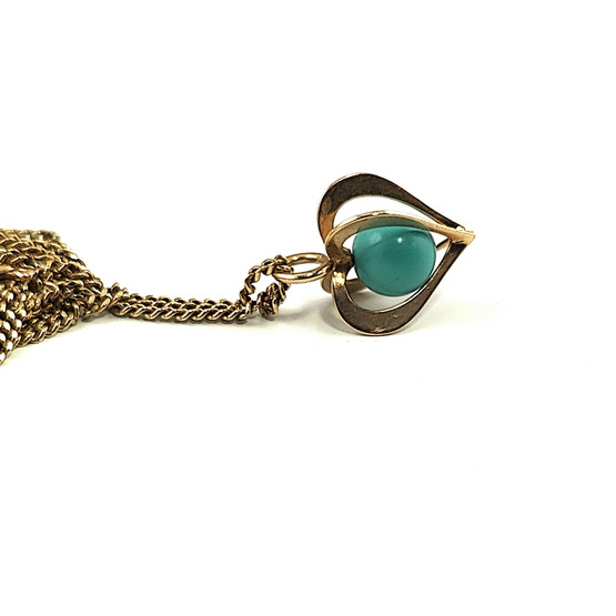 Kupittaan kulta oy | Elis Kauppi | pieni SYDÄN Riipus | Turkoosi-kivi | Kaulakoru 585 kultaa 