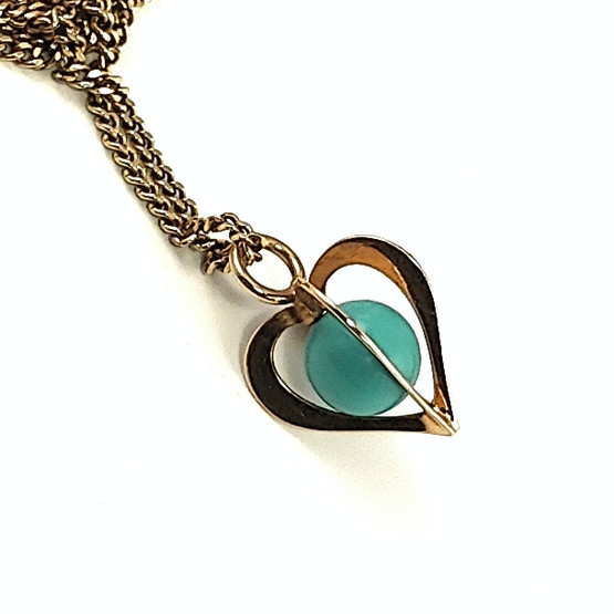 Kupittaan kulta oy | Elis Kauppi | pieni SYDÄN Riipus | Turkoosi-kivi | Kaulakoru 585 kultaa 