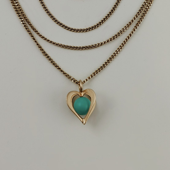 Kupittaan kulta oy | Elis Kauppi | pieni SYDÄN Riipus | Turkoosi-kivi | Kaulakoru 585 kultaa 