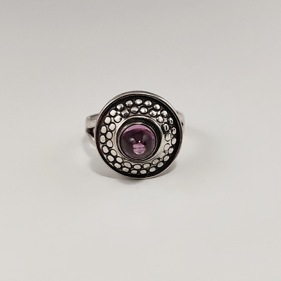 E.Granit & co.| Erik Granit |  vintage Sormus liilalla kivellä |  Hopeaa -67