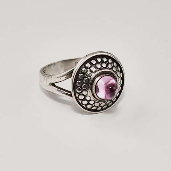 E.Granit & co.| Erik Granit |  vintage Sormus liilalla kivellä |  Hopeaa -67