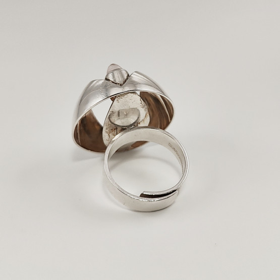 Kupittaan Kulta oy |  Elis Kauppi | kookas Vintage Sormus | Ruusukvartsi | Hopeaa -70