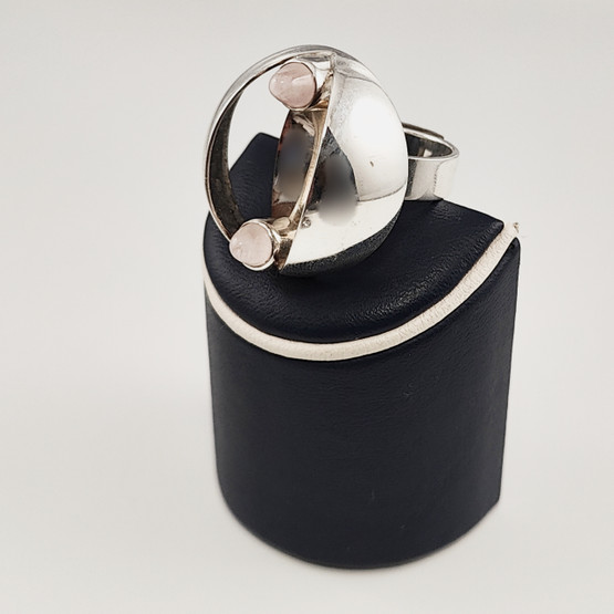 Kupittaan Kulta oy |  Elis Kauppi | kookas Vintage Sormus | Ruusukvartsi | Hopeaa -70