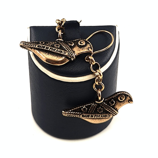 Kalevala Koru | Hattulan lintu korvakorut | roikkuvat korvikset koukuilla | Pronssia