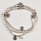 Kalevala Koru, | (monikerroksinen) Vanamo -Rannekoru | Roosat helmet |  Hopeaa