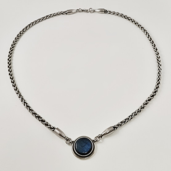 Kalevala Koru | Spektroliitti kääty | 50cm kaulakoru | Hopeaa