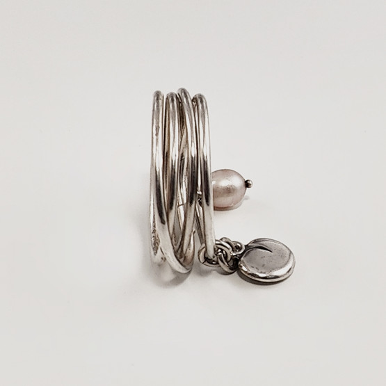 Kalevala Koru | Vanamo Sormus | Roosa helmi | 19mm | Hopeaa