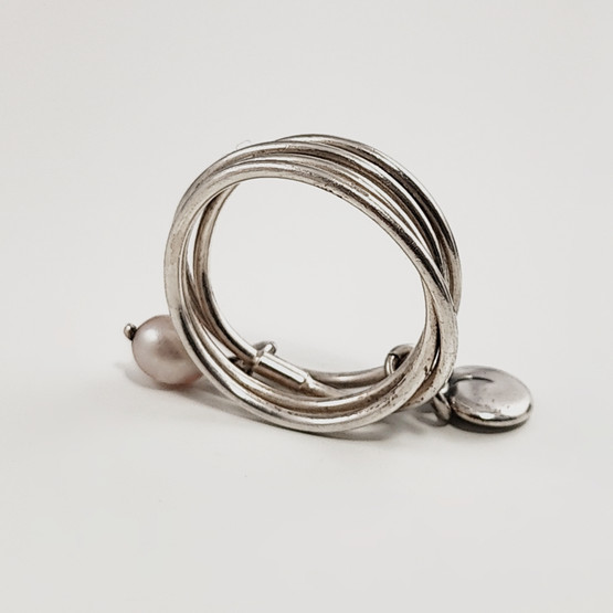 Kalevala Koru | Vanamo Sormus | Roosa helmi | 19mm | Hopeaa