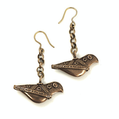Kalevala Jewelry |  ' Bird of Hattula' earrings | Bronze