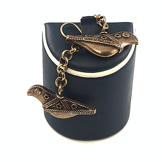 Kalevala Jewelry |  ' Bird of Hattula' earrings | Bronze