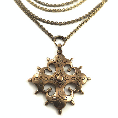 Kalevala Jewelry |  Border Karelia Cross pendant | necklace | Bronze