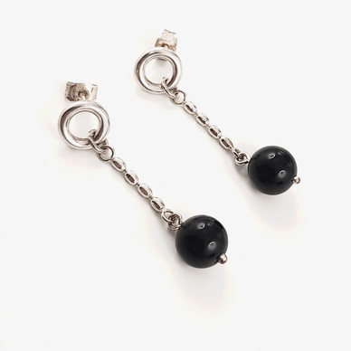 Kalevala jewelry | Desing by Mari Saari |' bubble' Earrings | onyx | Sterling