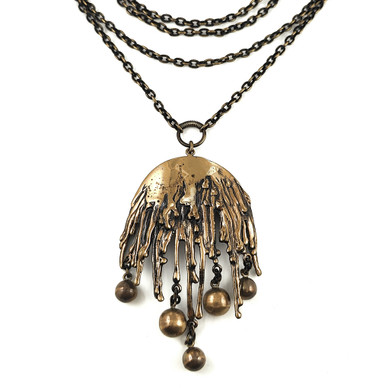 Turun hopea oy, finland | Pentti Sarpaneva | (big) Pendant | Necklace | Bronze