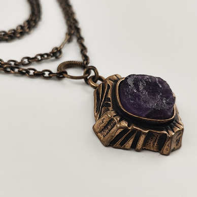 Turun Hopea oy | Pentti Sarpaneva | ´Kelo´ -Pendant | AMETHYST- necklace |  Bronze