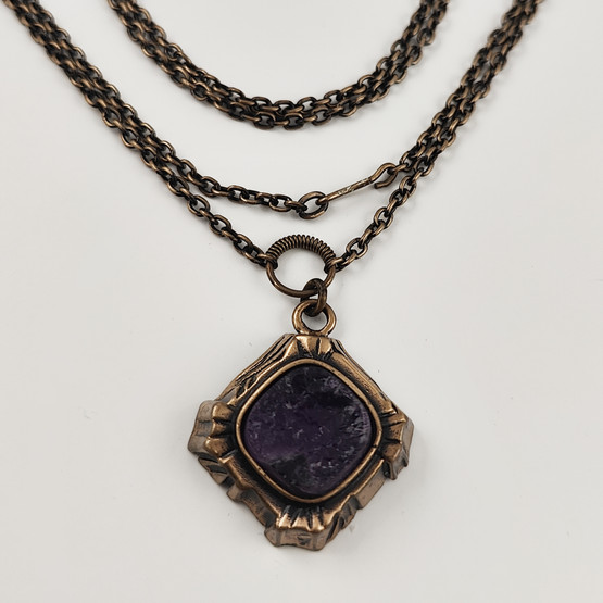 Turun Hopea oy | Pentti Sarpaneva | ´Kelo´ -Pendant | AMETHYST- necklace |  Bronze