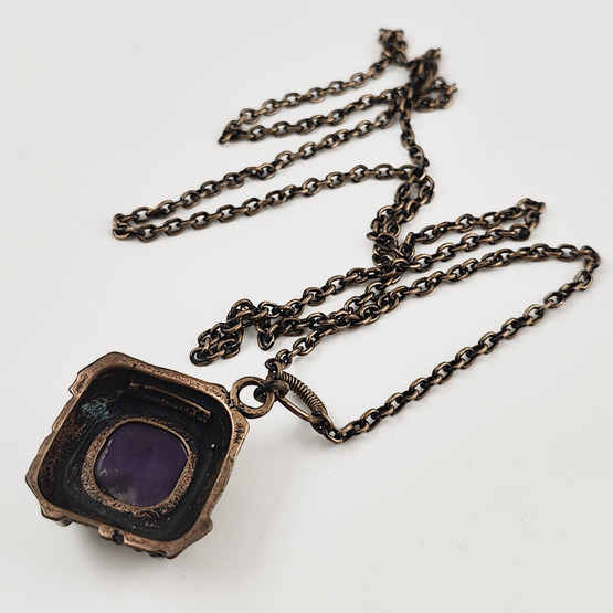 Turun Hopea oy | Pentti Sarpaneva | ´Kelo´ -Pendant | AMETHYST- necklace |  Bronze