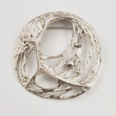 Goldsmiths Sten & Laine | Karl Laine | (big) SPIDER WEB Brooch | 830 Silver -71