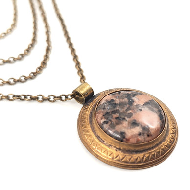 Kalevala jewelry | Pendant-1588 | Granite Necklace | Bronze