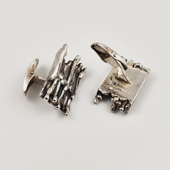 Turun hopea oy | Pentti Sarpaneva | Vintage  ´Bark / Kaarna´ Cufflinks |  Silver -75