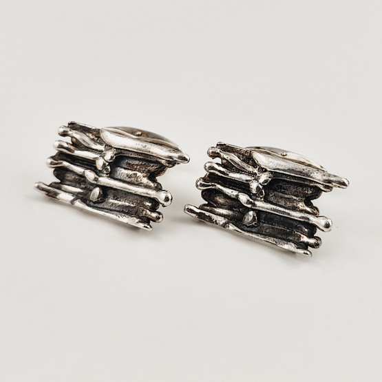 Turun hopea oy | Pentti Sarpaneva | Vintage  ´Bark / Kaarna´ Cufflinks |  Silver -75