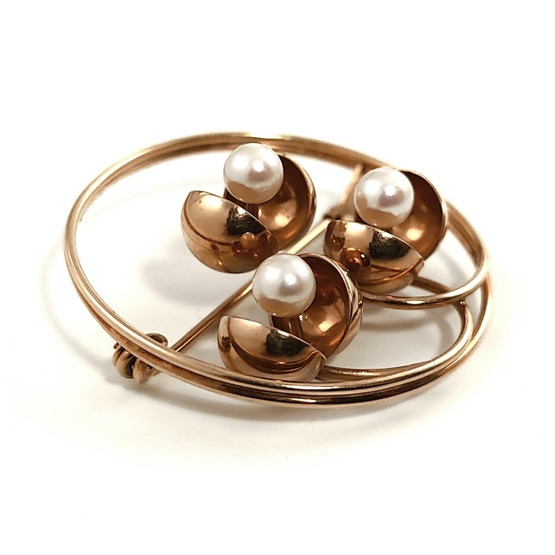 N.Westerback | Olli Aurinen | Pearls BROOCH | 585 Gold | -67