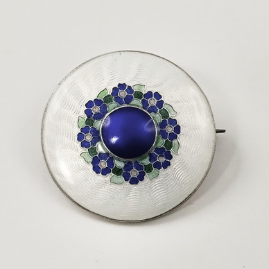 Beautiful Enameled Flower Brooch | 925 Sterling
