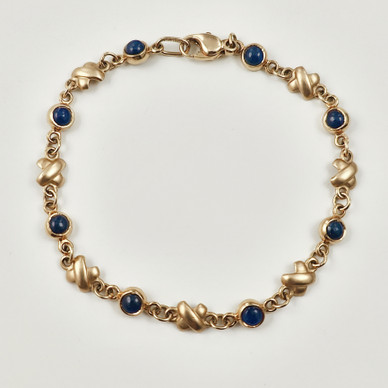 JP | Finnish Jewelry | Delicate BRACELET with blue stones| 585 GOLD 