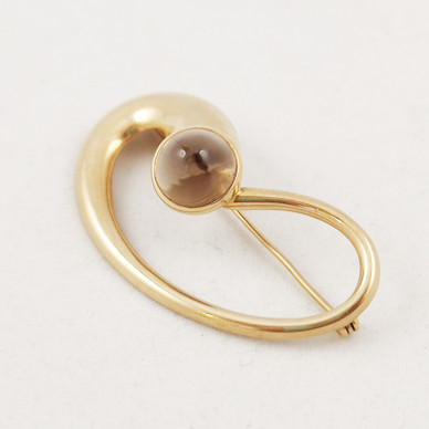 Elis Kauppi, Brooch with Smoky quartz, 14c Gold -59
